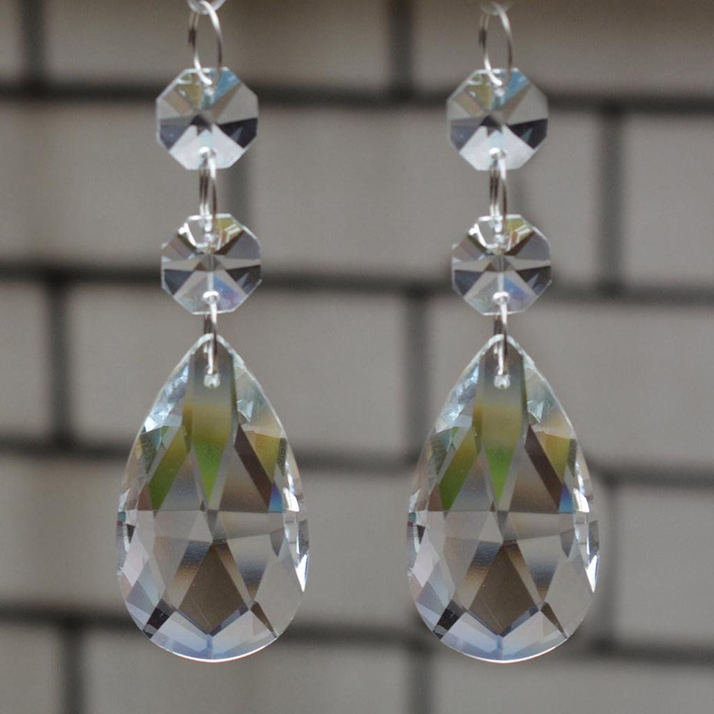 20 Pcs Clear Crystal Chandelier Prism Pendants, Hanging Ball Pendants Made of Glass, 38 mm
