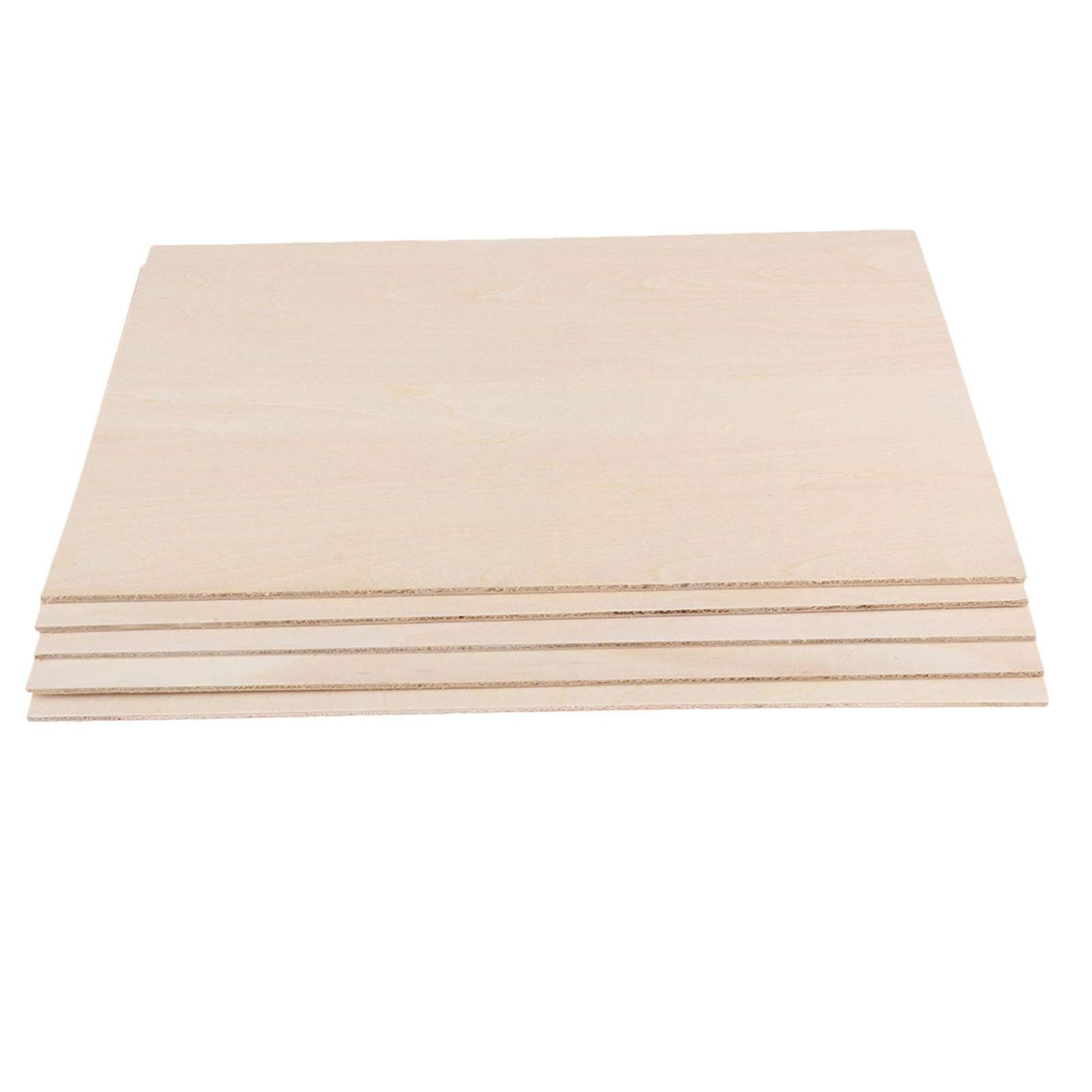 5 Pcs Balsa Wood Panels, Unfinished Basswood Sheets for DIY Crafts and Miniature Models, 300 x 200 x 2 mm
