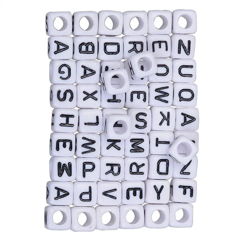 200 Pieces Mixed Square Acrylic Alphabet Beads, Large Hole Letter Charms for Bracelets Necklaces and Jewelry Making, 6 mm