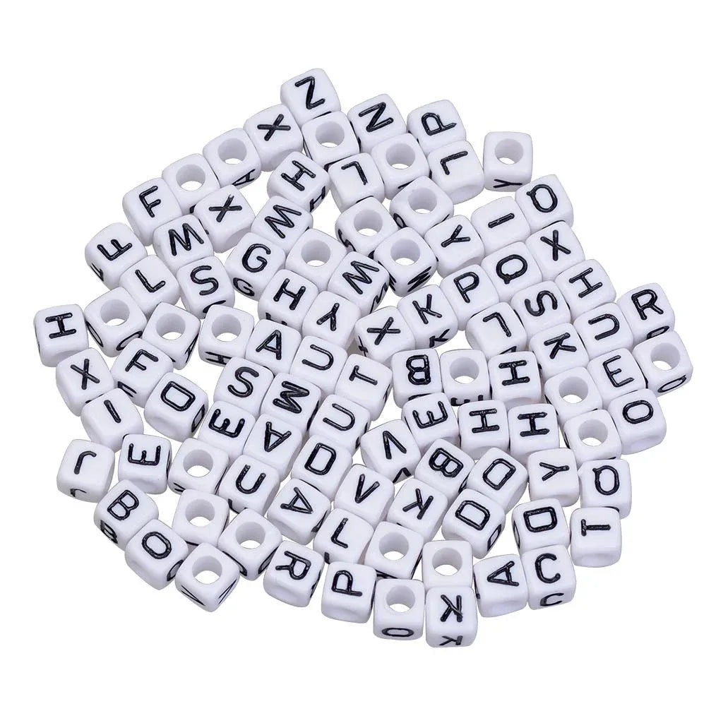 200 Pieces Mixed Square Acrylic Alphabet Beads, Large Hole Letter Charms for Bracelets Necklaces and Jewelry Making, 6 mm