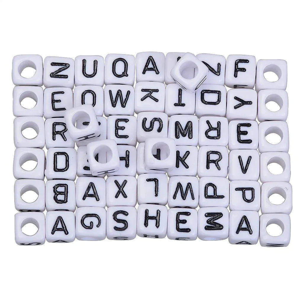 200 Pieces Mixed Square Acrylic Alphabet Beads, Large Hole Letter Charms for Bracelets Necklaces and Jewelry Making, 6 mm