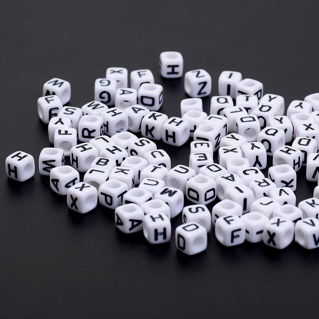 200 Pieces Mixed Square Acrylic Alphabet Beads, Large Hole Letter Charms for Bracelets Necklaces and Jewelry Making, 6 mm