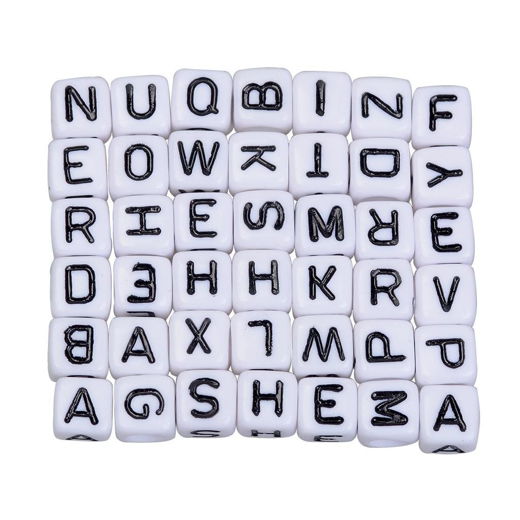 200 Pieces Mixed Square Acrylic Alphabet Beads, Large Hole Letter Charms for Bracelets Necklaces and Jewelry Making, 6 mm