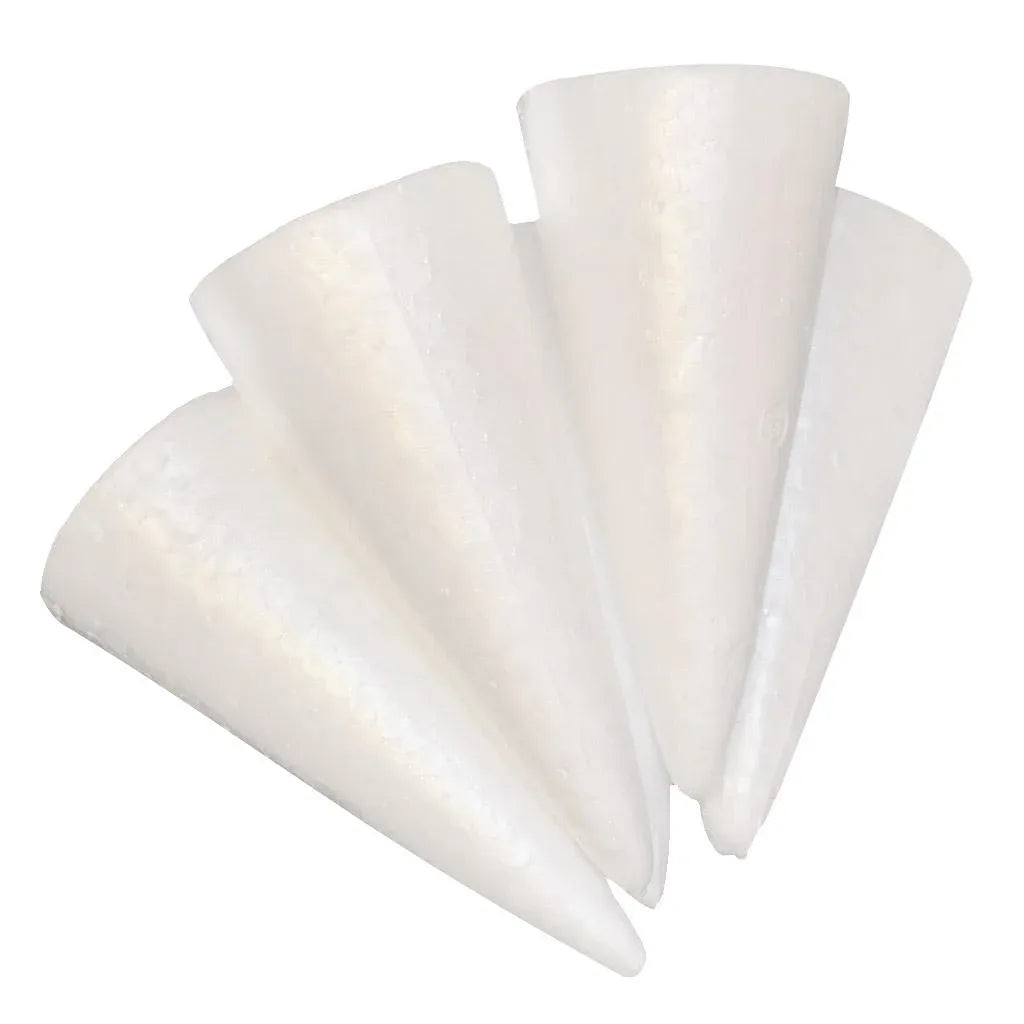 30 Pack Polystyrene Craft Foam Cones, Smooth Foam for Sculpture Modeling Crafts and Floral Arrangement, 70 to 150 mm