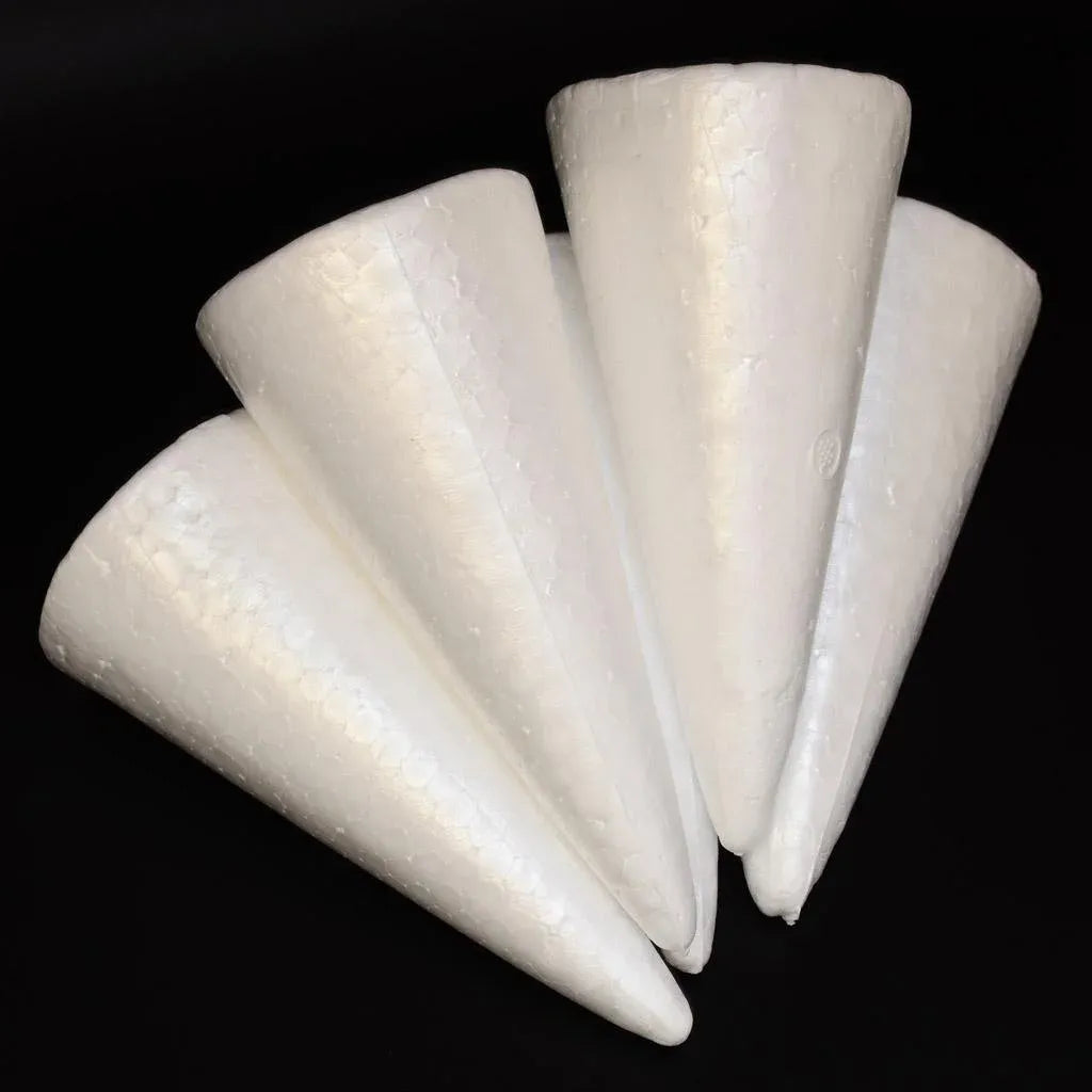 30 Pack Polystyrene Craft Foam Cones, Smooth Foam for Sculpture Modeling Crafts and Floral Arrangement, 70 to 150 mm