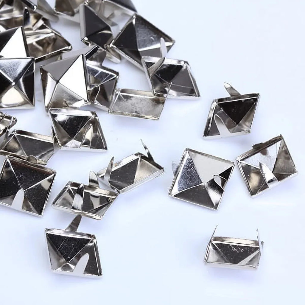 100 Pcs Pyramid Studs Spots Spikes Rivets for Punk Leathercraft DIY Biker Projects, 12 mm