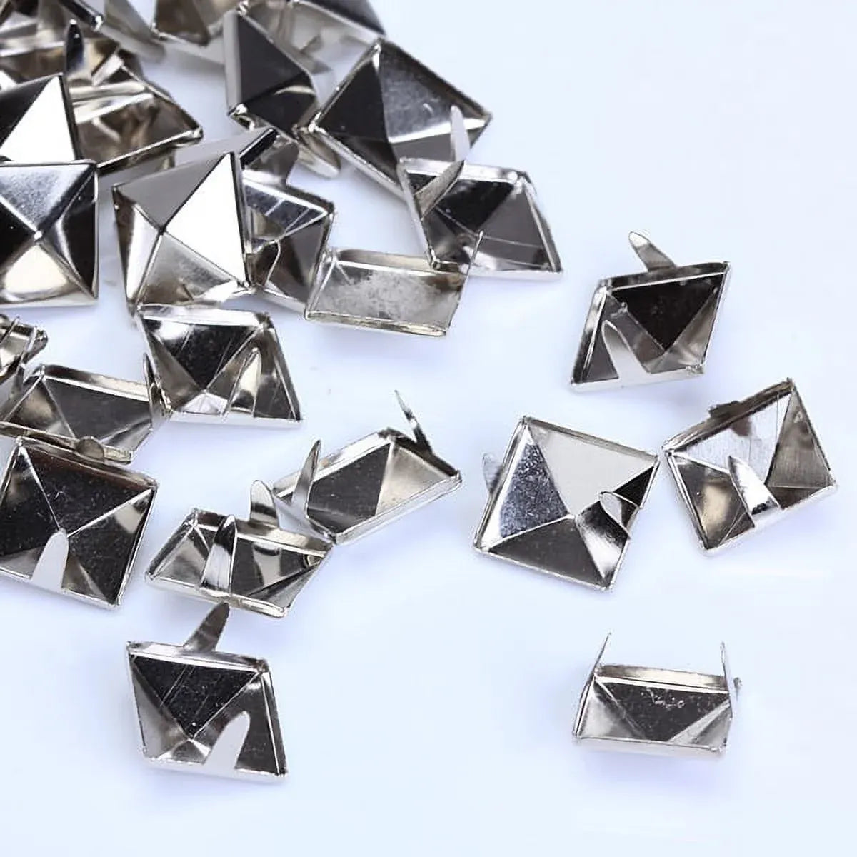 100 Pcs Pyramid Studs Spots Spikes Rivets for Punk Leathercraft DIY Biker Projects, 12 mm