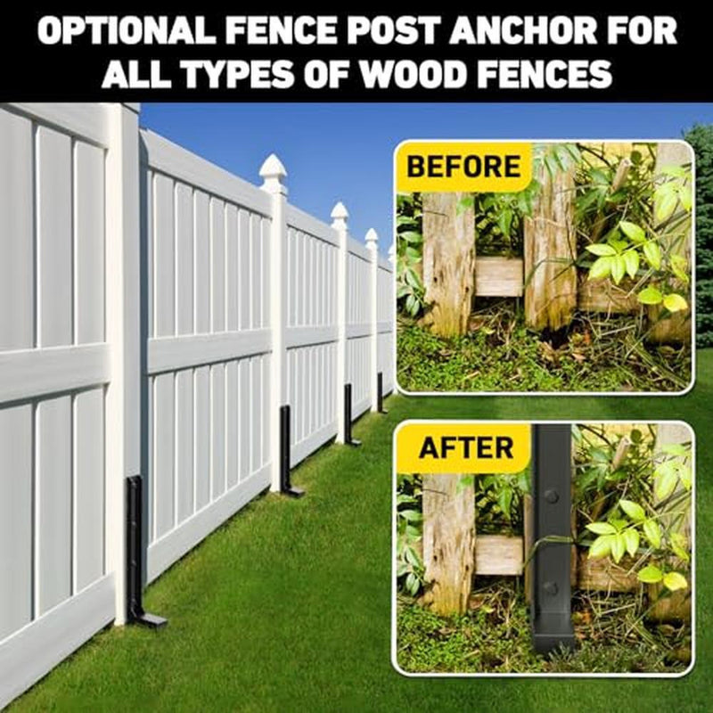 2 Piece Fence Post Repair Kit, Steel Brackets for Broken or Rotted Wooden Posts for Garden Yard Patio Fences