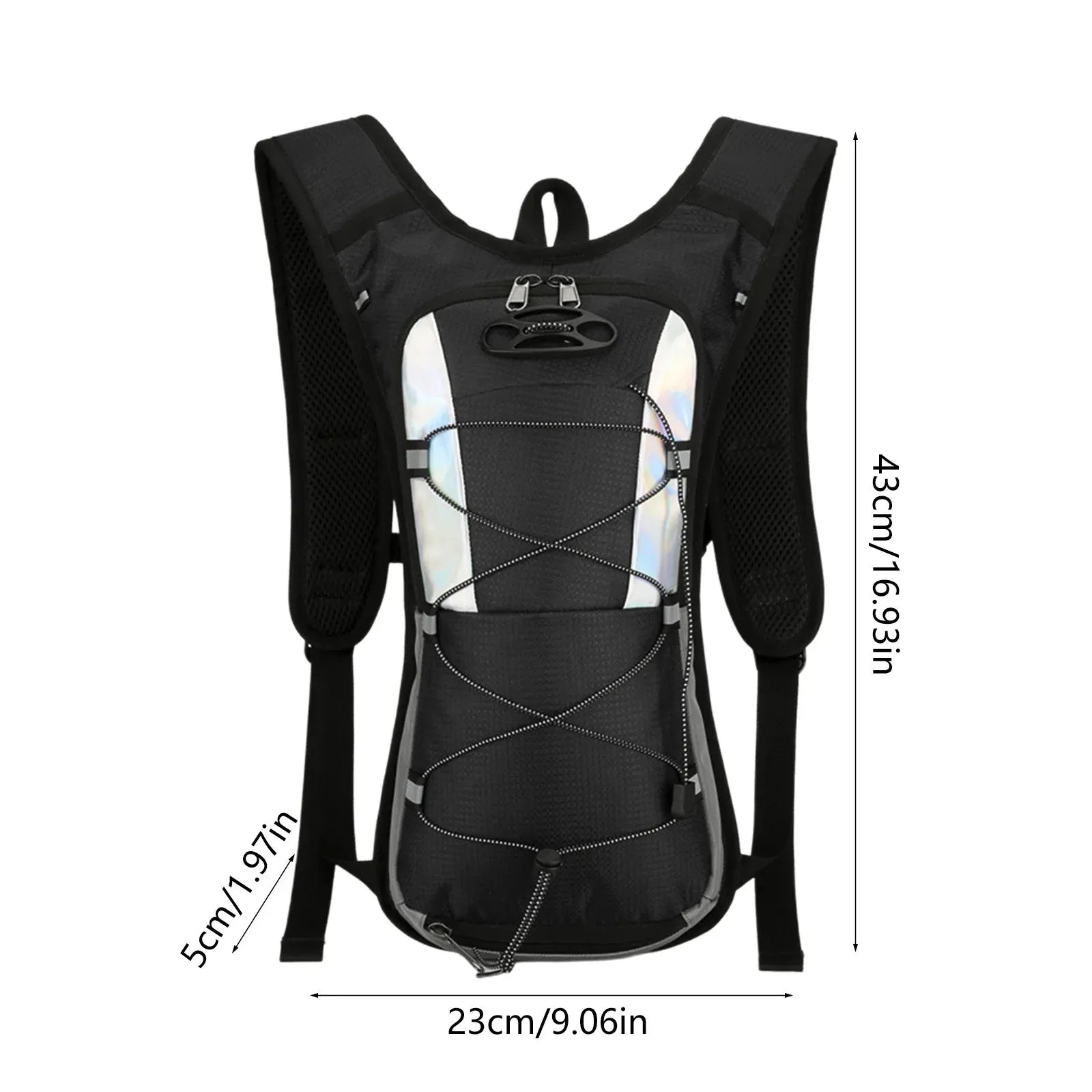 Lightweight Hydration Backpack, Polyester Water Pack With Padded Straps for Hiking Running Biking Climbing, 16.93 x 9.06 x 1.97 in
