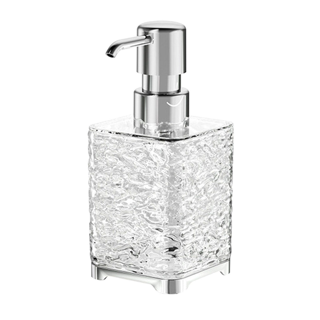 Clear Gray Foaming Soap Dispenser, Refillable Plastic Pump Bottle for Bathroom and Kitchen, 6.1 x 2.67 in