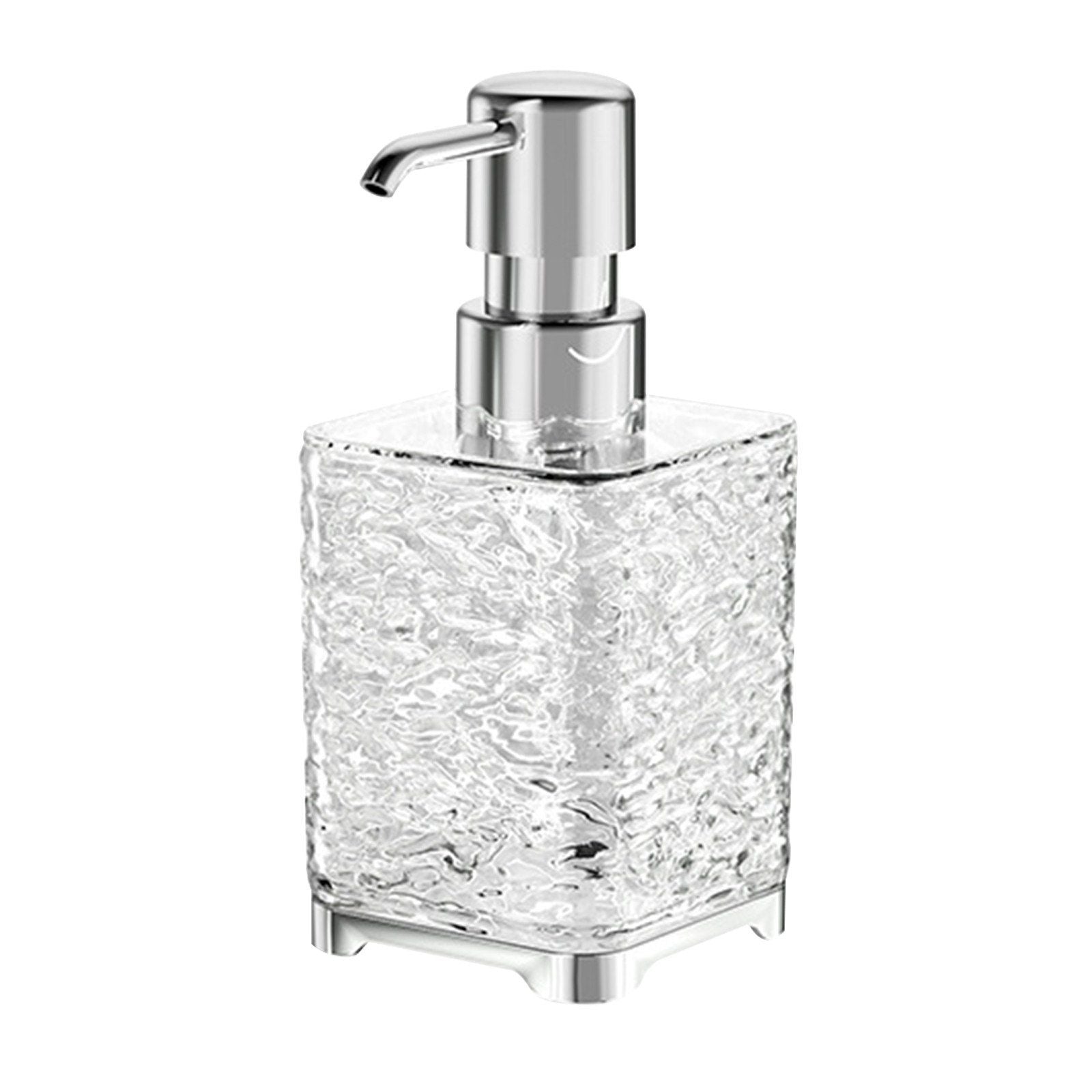 Clear Gray Foaming Soap Dispenser, Refillable Plastic Pump Bottle for Bathroom and Kitchen, 6.1 x 2.67 in