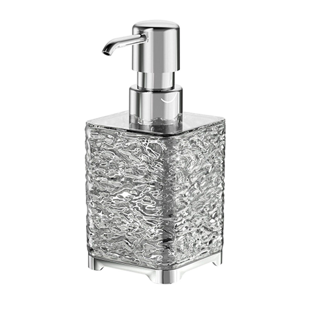 Clear Gray Foaming Soap Dispenser, Refillable Plastic Pump Bottle for Bathroom and Kitchen, 6.1 x 2.67 in