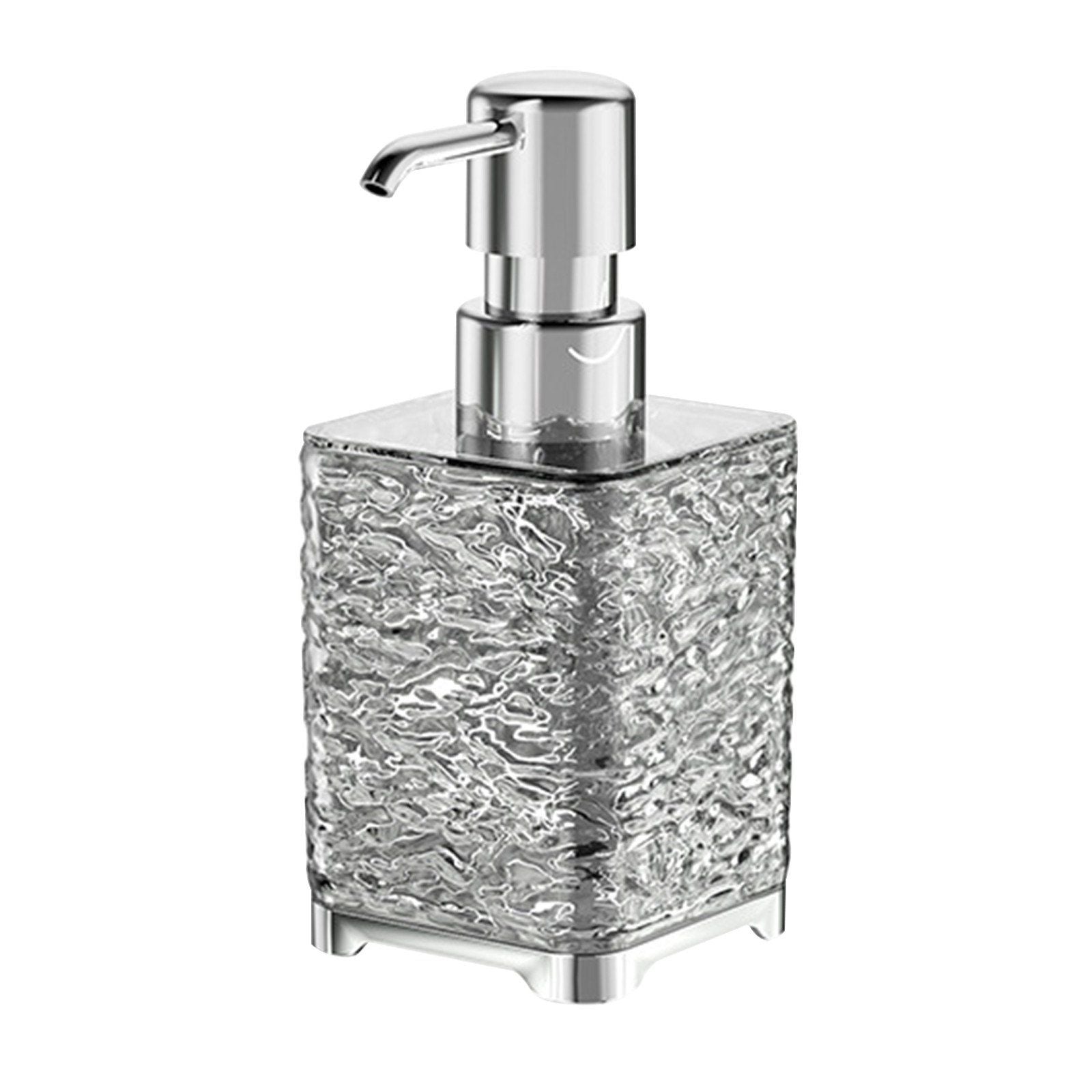 Clear Gray Foaming Soap Dispenser, Refillable Plastic Pump Bottle for Bathroom and Kitchen, 6.1 x 2.67 in