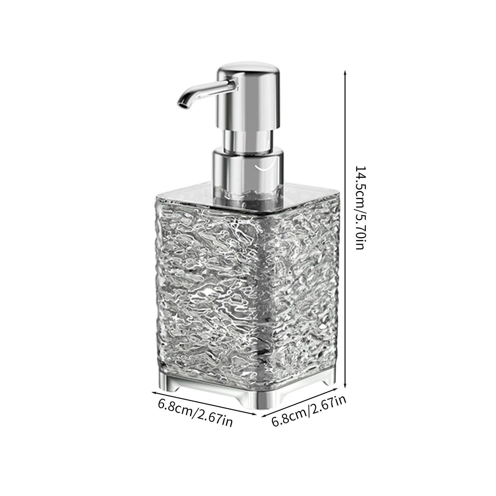 Clear Gray Foaming Soap Dispenser, Refillable Plastic Pump Bottle for Bathroom and Kitchen, 6.1 x 2.67 in