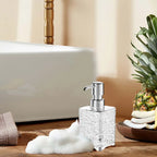Clear Gray Foaming Soap Dispenser, Refillable Plastic Pump Bottle for Bathroom and Kitchen, 6.1 x 2.67 in