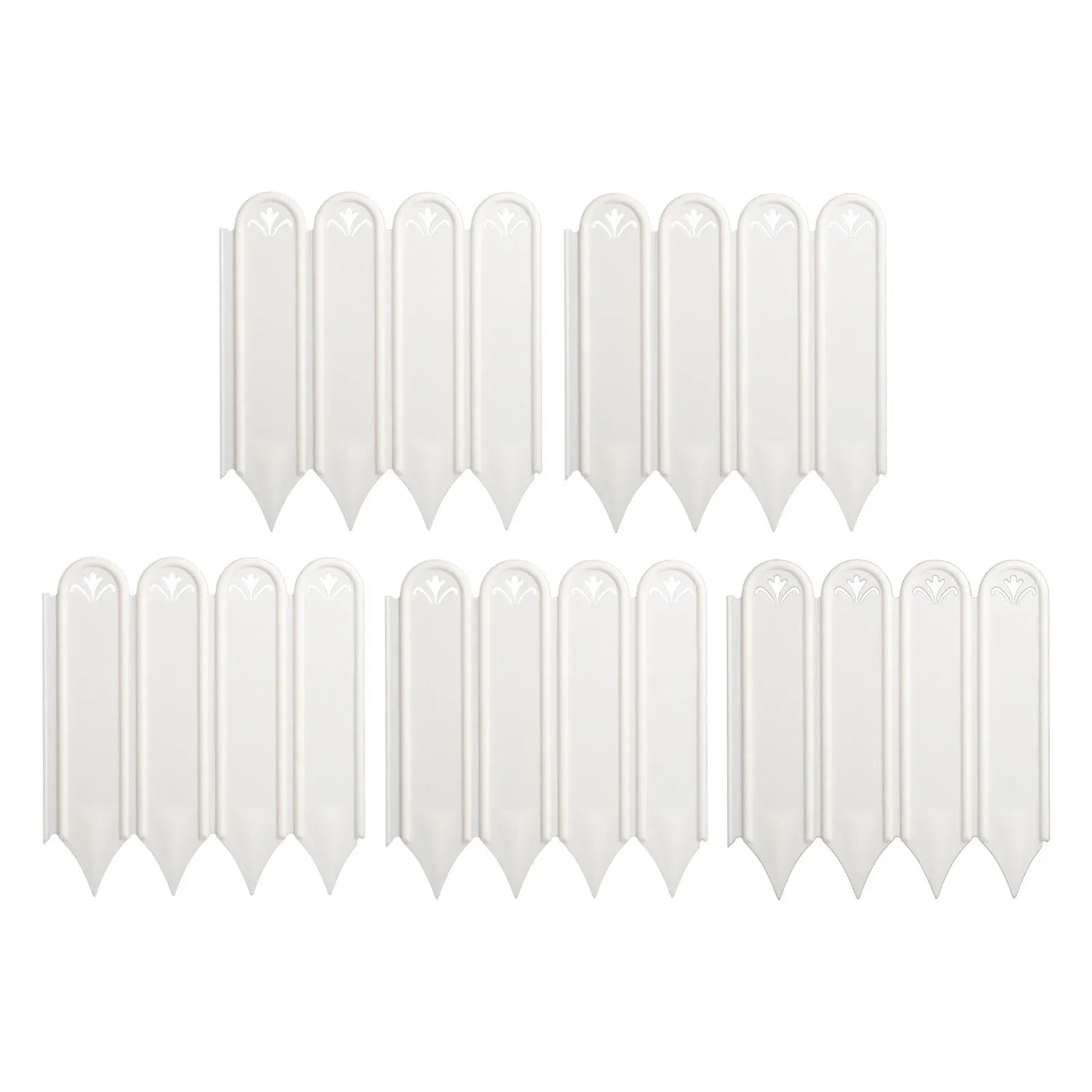 5 Pack Plastic Garden Fence Edging, Decorative Picket Border for Lawn Flower Bed and Yard, 8 x 5.9 in