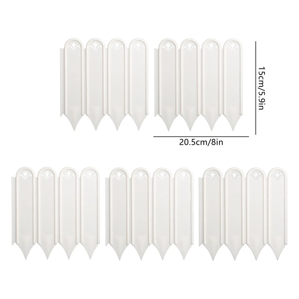 5 Pack Plastic Garden Fence Edging, Decorative Picket Border for Lawn Flower Bed and Yard, 8 x 5.9 in