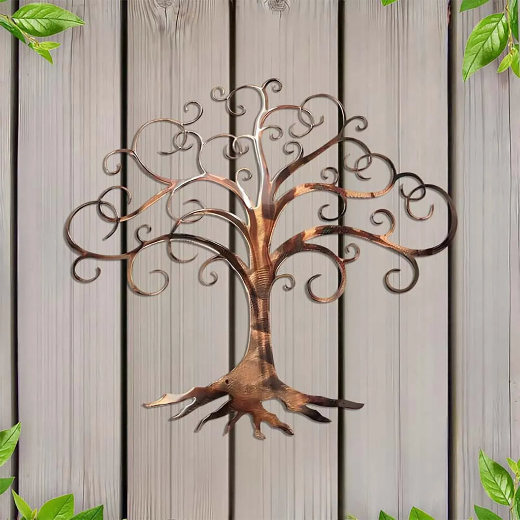 Waterproof Iron Metal Wall Art Decor, Modern Hanging Ornament for Outdoor Garden Patio, 11.81 x 9.84 in