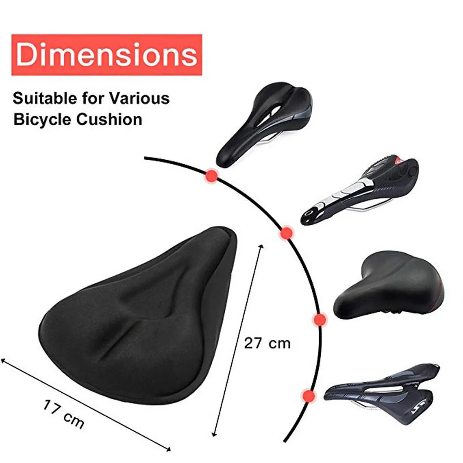 Gel Bike Seat Cover, Soft Wider Silicone Bicycle Saddle Cushion Pad for Long Distance Riding