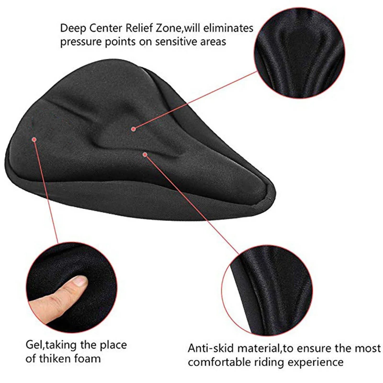 Gel Bike Seat Cover, Soft Wider Silicone Bicycle Saddle Cushion Pad for Long Distance Riding