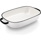 White Ceramic Rectangular Baking Dish, Oven Microwave Refrigerator Disinfection Cabinet and Dishwasher Safe Casserole Pan, 6 Quart, 16 x 11 in
