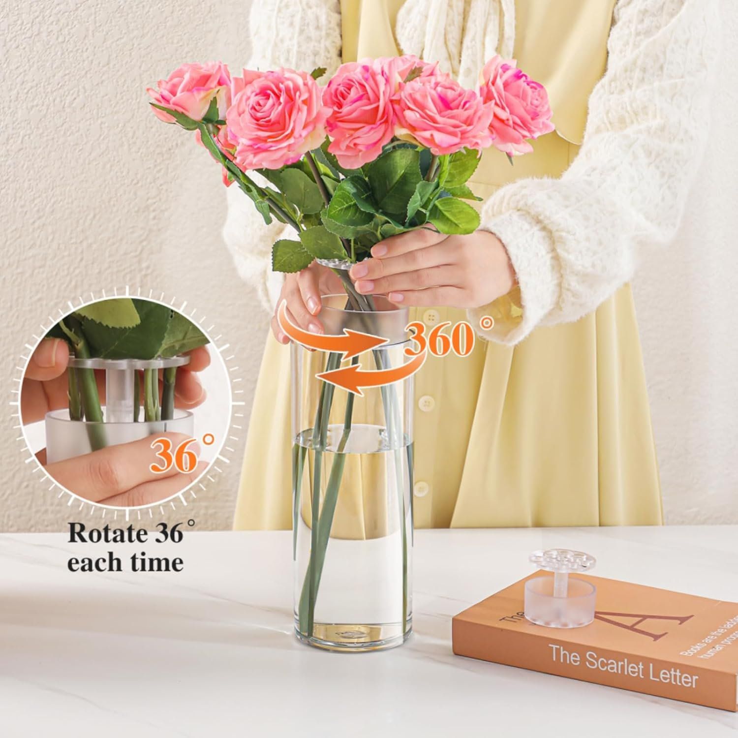 Acrylic Cylinder Vase, Tall Unbreakable Plastic Hurricane Vase for Wedding Bouquet Centerpieces