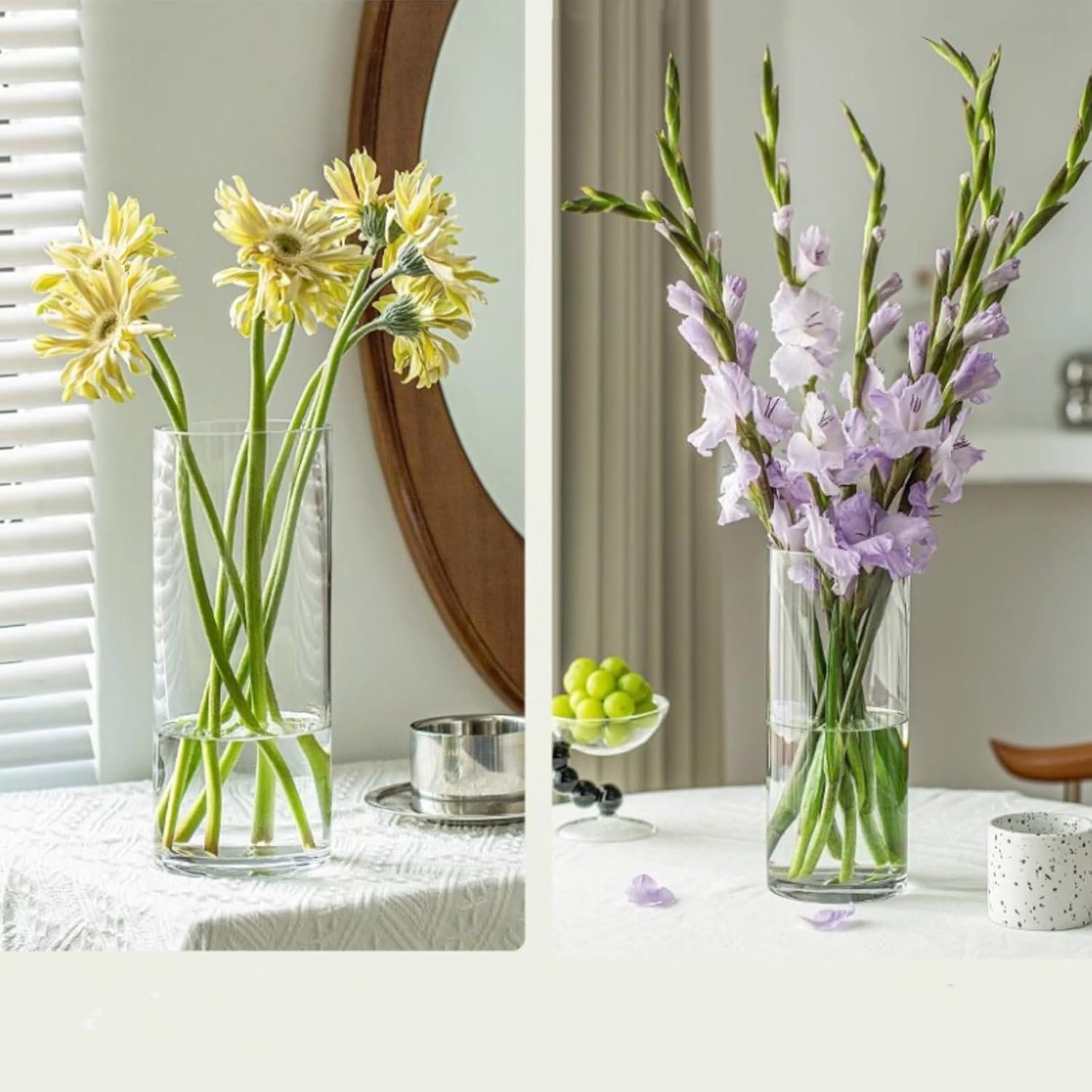 Acrylic Cylinder Vase, Tall Unbreakable Plastic Hurricane Vase for Wedding Bouquet Centerpieces