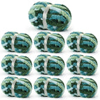 10 Pack Blue White Chunky Chenille Yarn, Super Bulky Variegated Blanket Yarn for Crochet and Hand Knitting, 25m, 70.5 oz