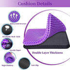 Gel Seat Cushion for Long Sitting, Double Thick Cooling Office Chair Car Wheelchair Pad for Back Hip Sciatica and Tailbone Relief