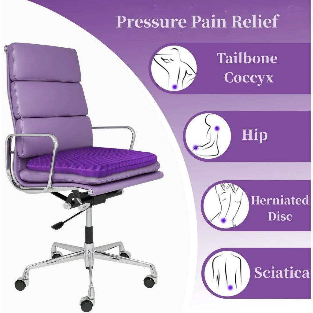 Gel Seat Cushion for Long Sitting, Double Thick Cooling Office Chair Car Wheelchair Pad for Back Hip Sciatica and Tailbone Relief