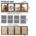 4 Panel Black Folding Hinged Picture Frame, Rustic Wood Tabletop Family Photo Collage Stand, 5 x 6 in
