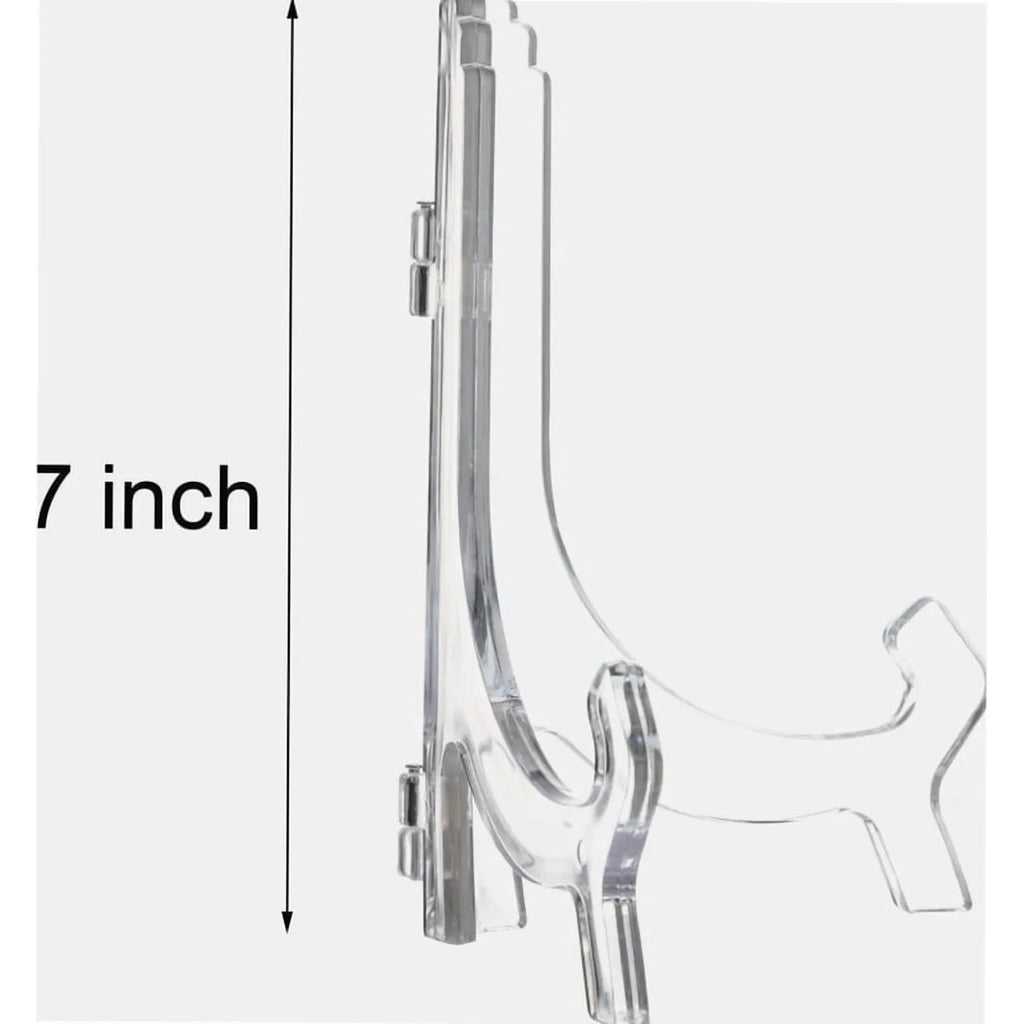 6 Pack Clear Acrylic Easel Stands, Plate Photo Picture Frame and Book Display Holders, 7 in