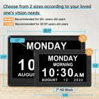 Dementia Digital Clock for Seniors, Extra Large Electric Calendar Clock With 20 Alarms Auto DST and HD Display, 10 in, 1024 x 600P