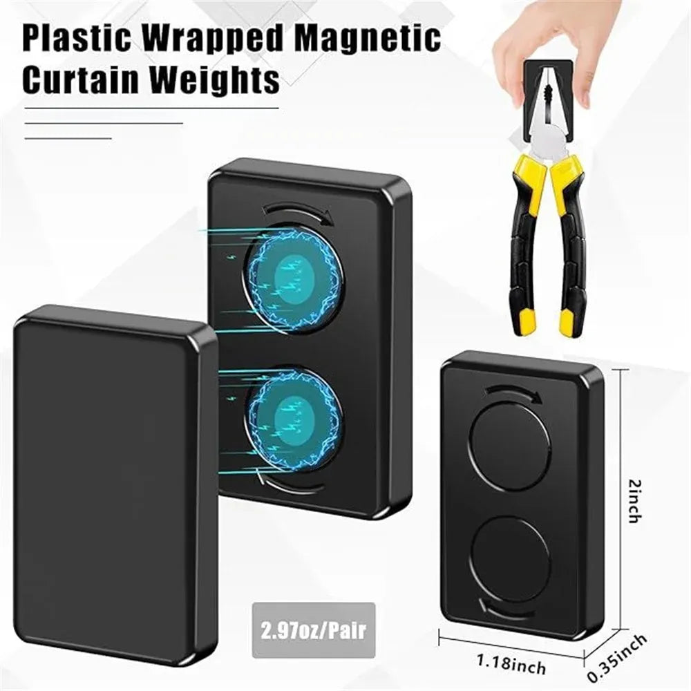 16 Pcs Outdoor Curtain Weights, 8 Pairs Waterproof Magnetic Drapery Weights for Curtains Tablecloths Patio and Shower