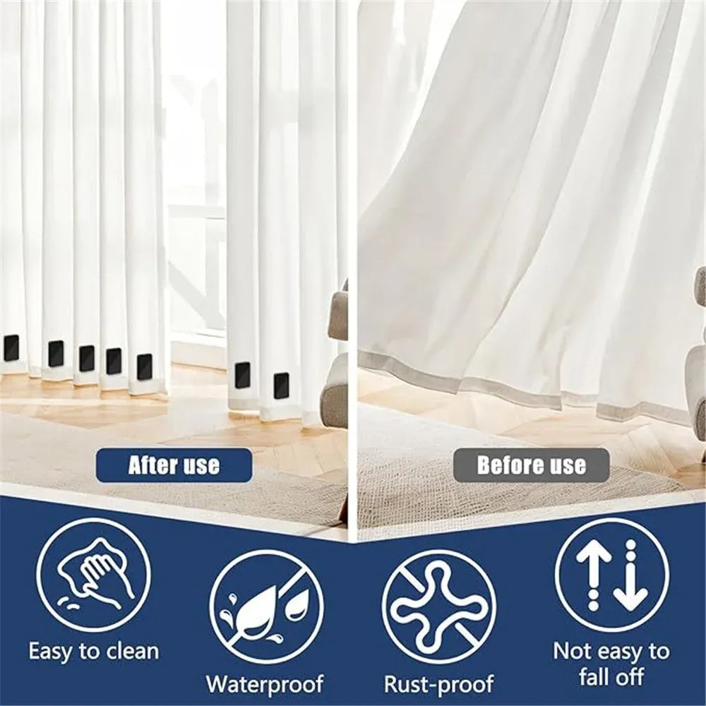 16 Pcs Outdoor Curtain Weights, 8 Pairs Waterproof Magnetic Drapery Weights for Curtains Tablecloths Patio and Shower