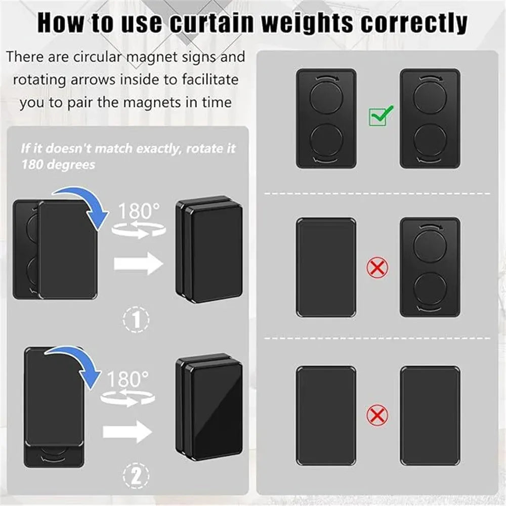 16 Pcs Outdoor Curtain Weights, 8 Pairs Waterproof Magnetic Drapery Weights for Curtains Tablecloths Patio and Shower