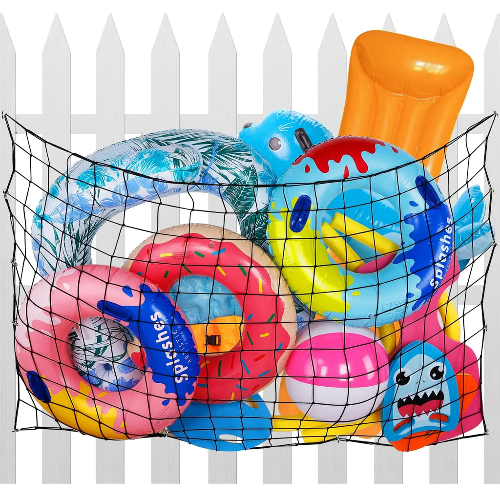 1 Pack Extra Large Pool Toy Float Storage Net, Heavy Duty Elastic Mesh Organizer for Poolside Fence Toys and Rafts, 71 x 47 in