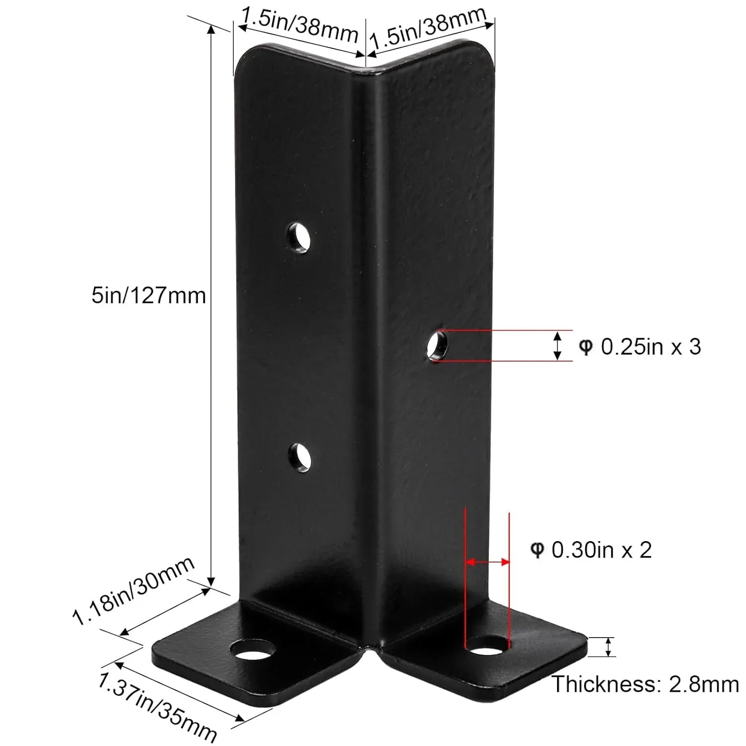 8 Pcs Black Deck Post Anchor Brackets, Reversible Wood Fence Base Kit for Pergola Railing Mailbox,5*1.18*1.37in