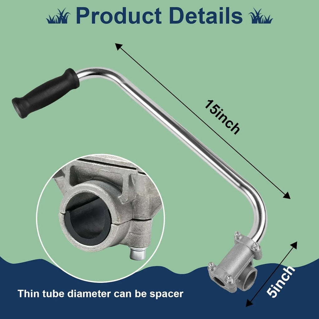 1 Pack Silver Ergonomic Trimmer Handle, Aluminum Weed Eater Auxiliary Grip for Lawn Care Comfort, 37 x 16 cm