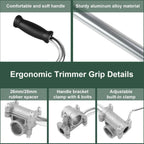 1 Pack Silver Ergonomic Trimmer Handle, Aluminum Weed Eater Auxiliary Grip for Lawn Care Comfort, 37 x 16 cm