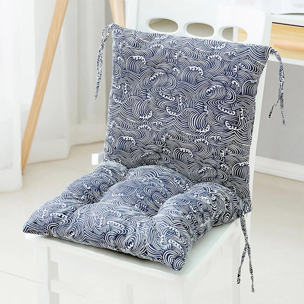Blue High Back Chair Cushion, Rainproof All Weather Indoor Outdoor Rocking Chair Pad With Straps, 15.74 x 15.74 in