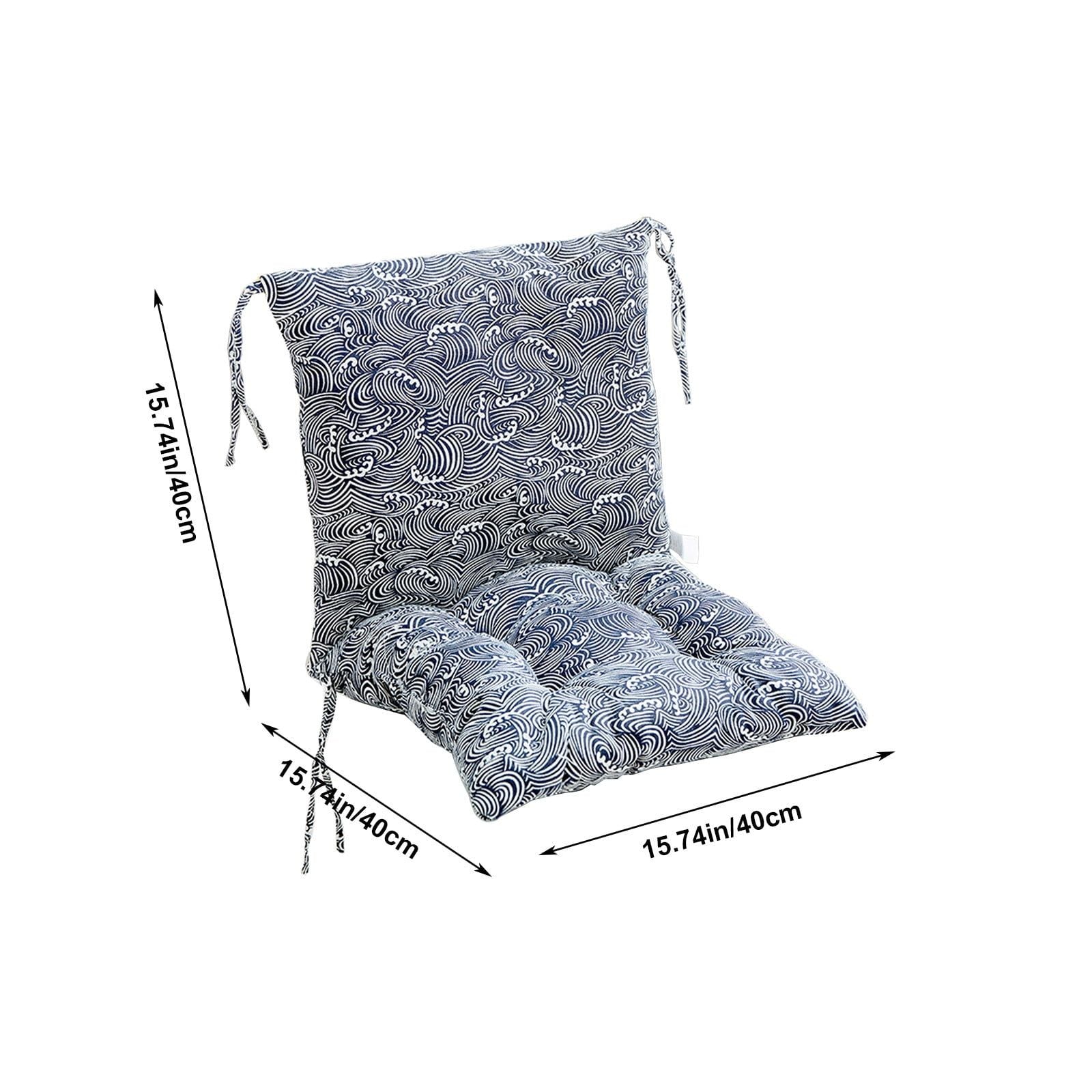 Blue High Back Chair Cushion, Rainproof All Weather Indoor Outdoor Rocking Chair Pad With Straps, 15.74 x 15.74 in
