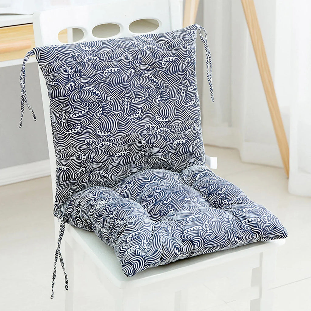Blue High Back Chair Cushion, Rainproof All Weather Indoor Outdoor Rocking Chair Pad With Straps, 15.74 x 15.74 in