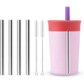4 Pcs Metal Straws Compatible With Owala Kids Tumbler Cup, Stainless Steel Reusable Straws With 2 Cleaning Brushes, 12 oz and 15 oz