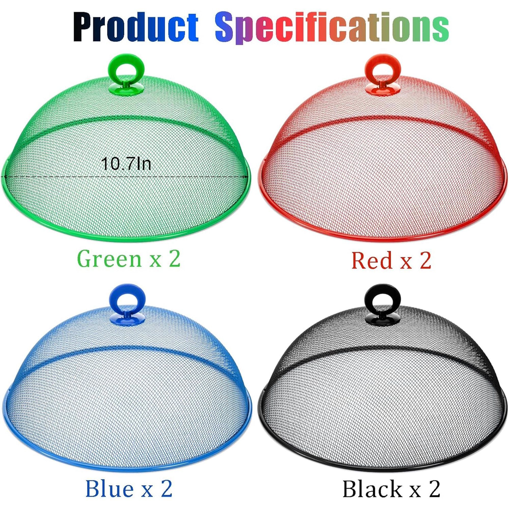 8 Pack Mesh Metal Food Covers, Round Outdoor Picnic Food Tents for Dinner Plates BBQ Camping Party, 10.7 in