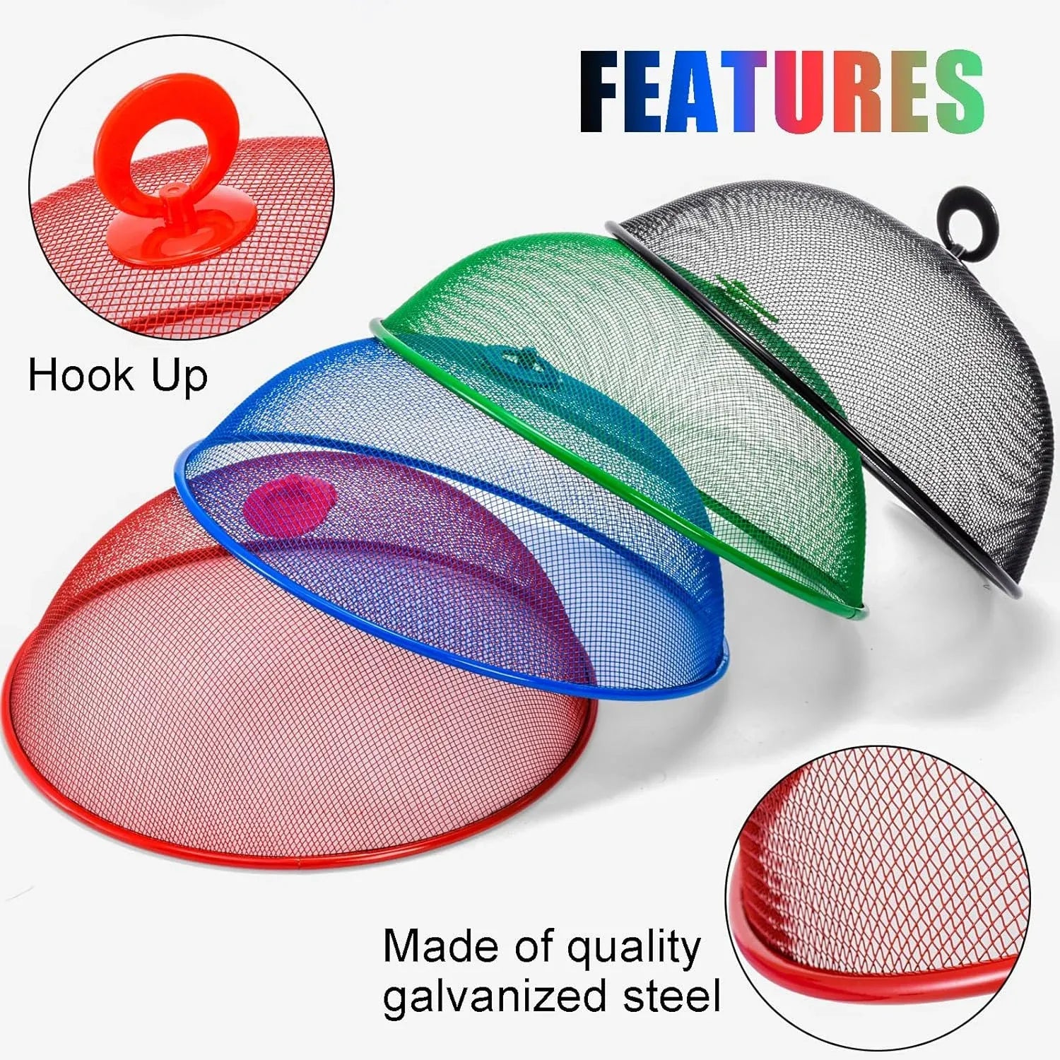 8 Pack Mesh Metal Food Covers, Round Outdoor Picnic Food Tents for Dinner Plates BBQ Camping Party, 10.7 in
