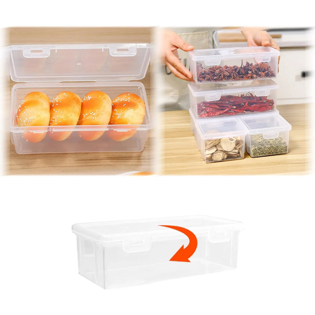2 Pcs Clear Plastic Storage Boxes With Lids, Stackable Small Containers With Buckle Latches for Office Home Crafts, 7.5 x 3.5 x 2.4 in
