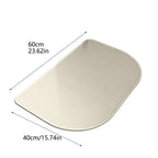 Beige Half Oval Linen Like Floor Mat, Anti Slip Door Mat for Entryway, 23.6 x 15.7 in