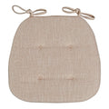 Beige D Shaped Dining Chair Cushion, Removable Washable Cover With Ties for Kitchen Patio Chairs, 17 x 16 in