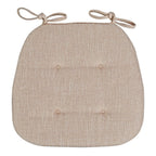 Beige D Shaped Dining Chair Cushion, Removable Washable Cover With Ties for Kitchen Patio Chairs, 17 x 16 in